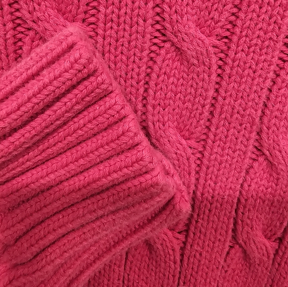 Ralph Lauren Sport Women's Vibrant Pink Cable Knit Sweater Size-M - Picture 8 of 10